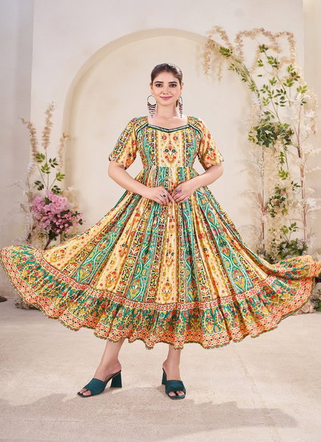 Kastoory Muslin Printed Long Western Dress Wholesale Market In Surat